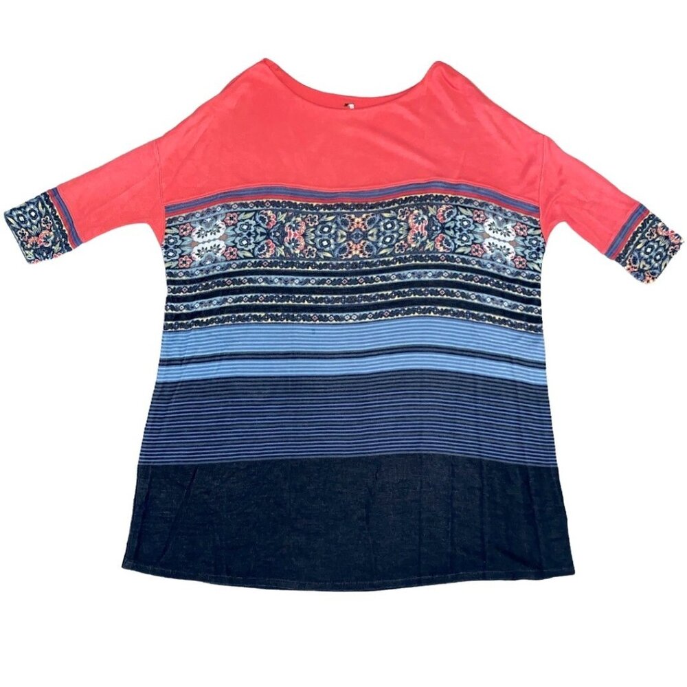 Free People Womens Steppin' Out Shift Dress Small Pink Blue Floral Womens Tunic